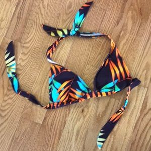 Worn ONCE Tropical Halter swim top SMall (6-8)